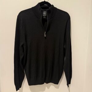 LIKE NEW/TAGS REMOVED Jos. A. Bank 100% Merino Wool Men's Black 1/4 Zip Sweater